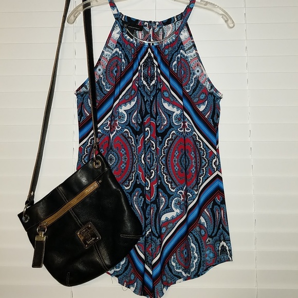 INC International Concepts Tops - Final Price cut! INC Navy print tunic top, silver